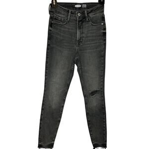 Old Navy‎ Light Black Super High Rise Stretch Skinny Raw Hem Jeans Size 0